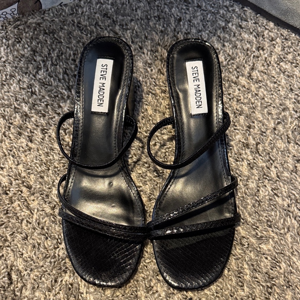 Steve Madden Black Strappy Heels
